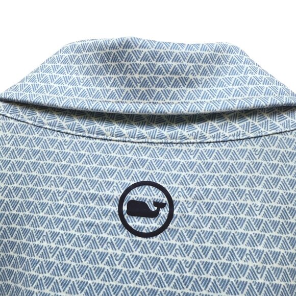 VINEYARD VINES Mens Polo Shirt Large Light Blue Print Performance Golf Preppy - Picture 6 of 9